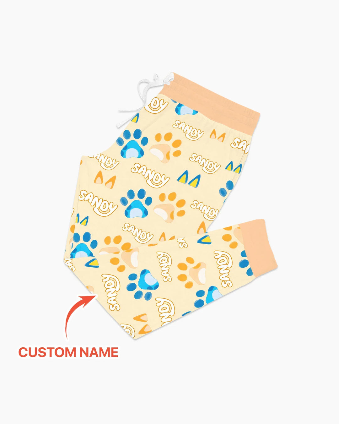 Benutzerdefinierter Name Lieblings-blaue Hunde-Familien-Pyjama-Set aus Bambus für Damen