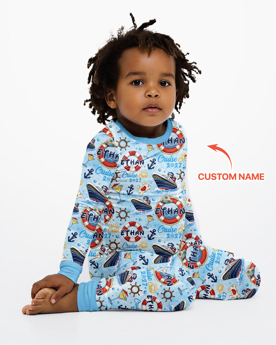 Custom Name Cruise Crew 2027 Bamboo Two Piece Long Sleeve Pajama Set
