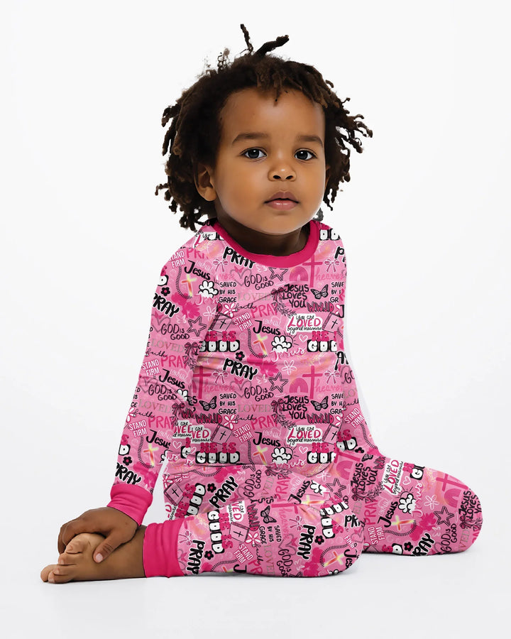 Zweiteiliges Langarm-Pyjama-Set mit Sommerfrüchten