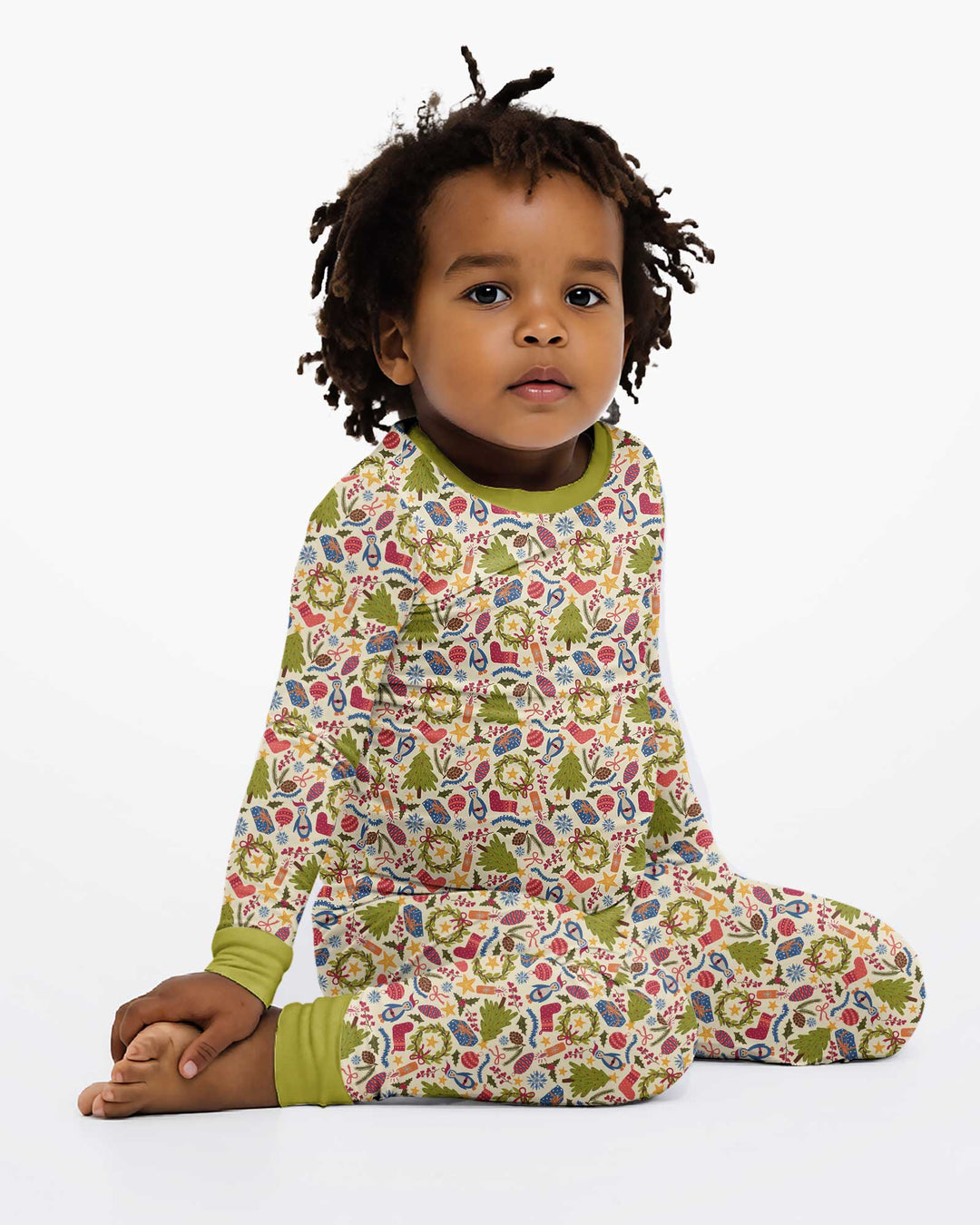 All Over Christmas Fun Bamboo Two Piece Long Sleeve Pajama Set