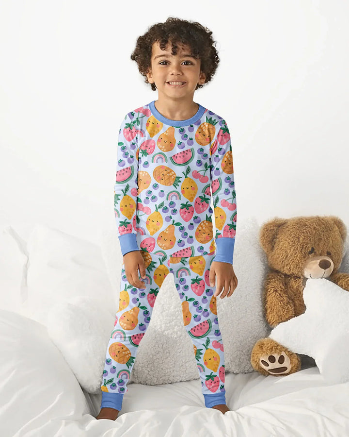 Zweiteiliges Langarm-Pyjama-Set mit Sommerfrüchten