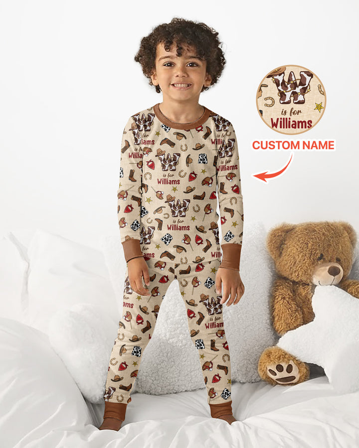 Little Wranglers Custom Name Bamboo Two Piece Long Sleeve Pajama Set