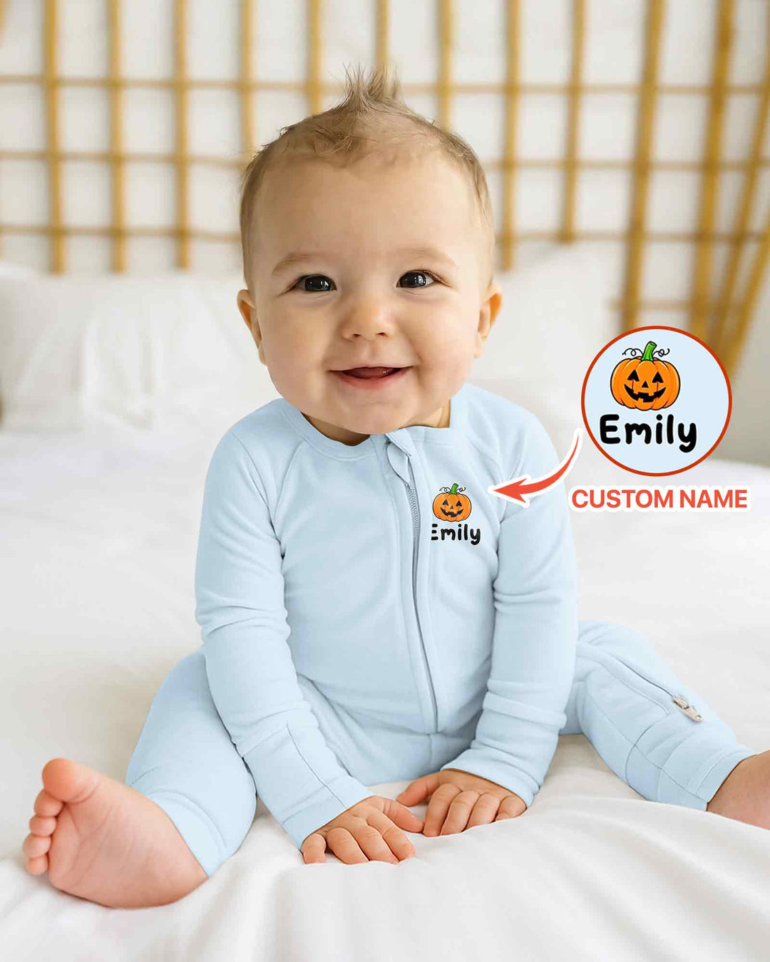 Personalized Spooky Season Pumpkin Ghost Bamboo Convertible Zippy