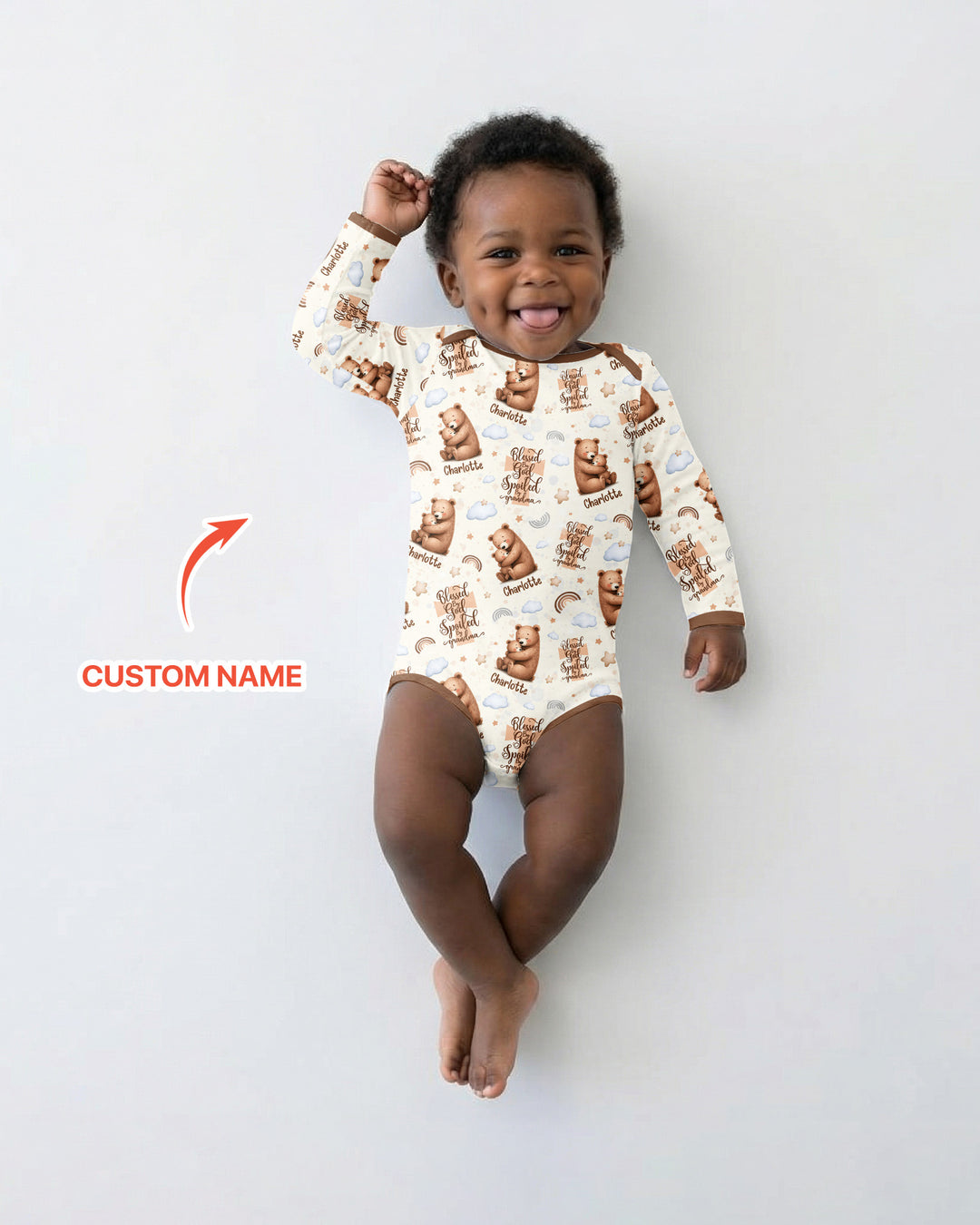 Custom Name Blessed By God Spoiled By Grandma Bamboo Bodysuit