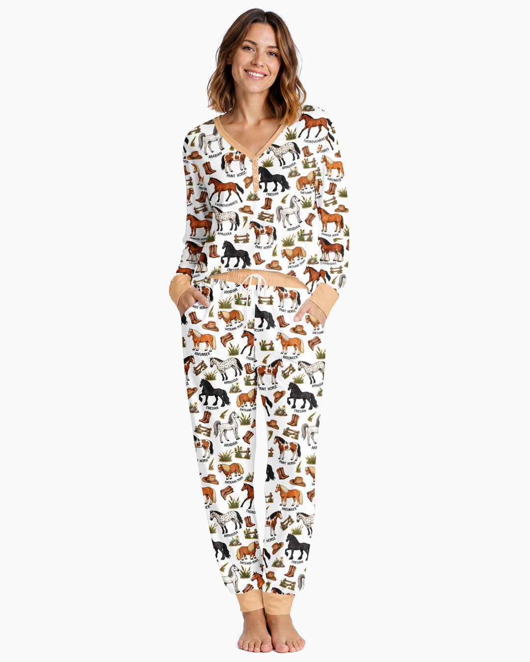 Types Of Horses Bamboo Women Pajama Set