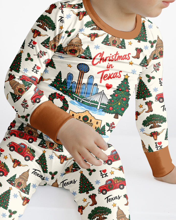 Christmas In Texas Bamboo Two Piece Long Sleeve Pajama Set