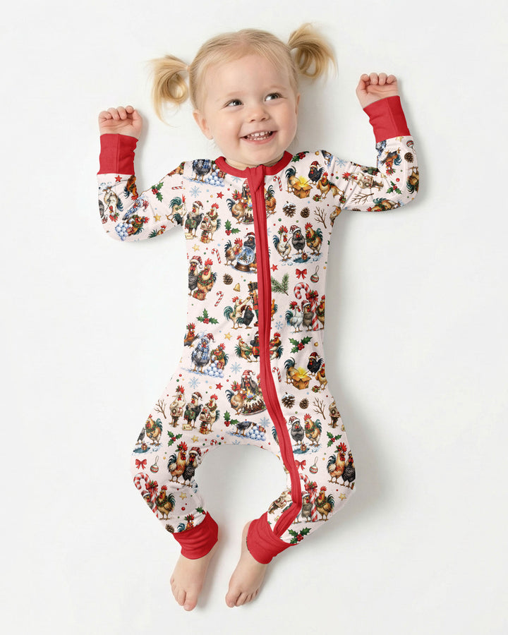 Funny Roosters On Christmas Bamboo Convertible Zippy
