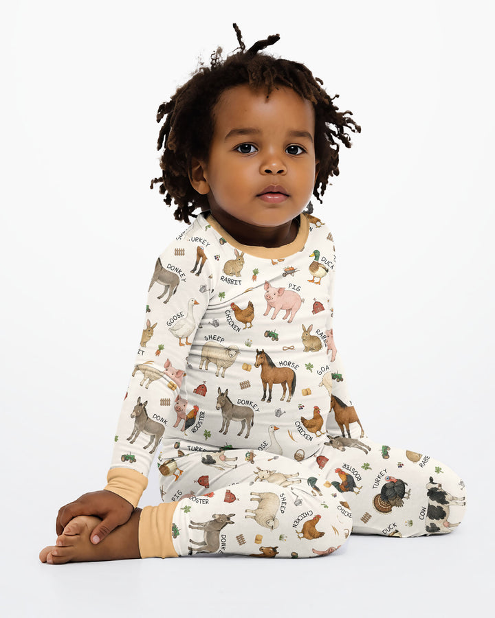 Barnyard Animals Bamboo Two Piece Long Sleeve Pajama Set
