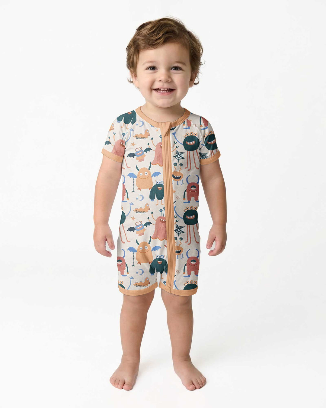 Monsters Fun Pastels Hand Painted Cute Bamboo Shorty Zippy
