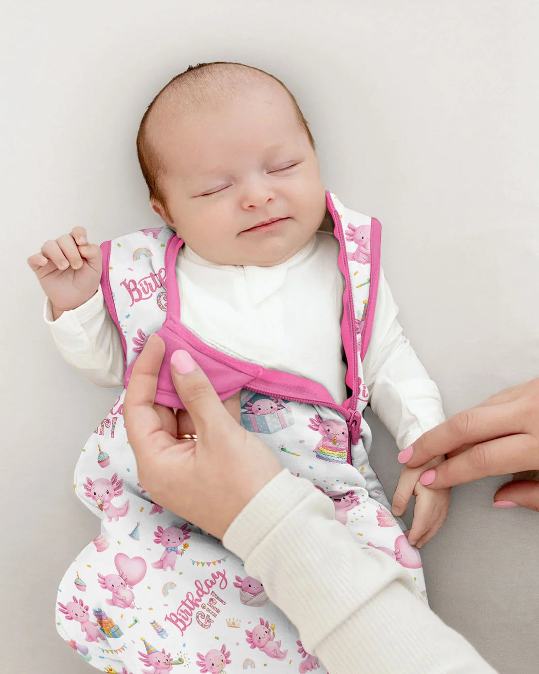 Cute Axolotl Birthday Girl Bamboo Sleep Bag