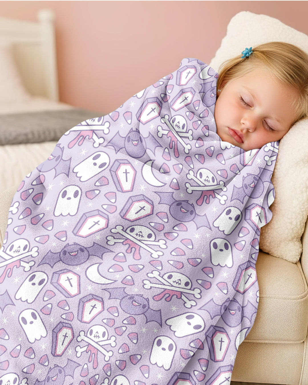 Cute Ghost Halloween Pastel Purple Spooky Bamboo Blanket