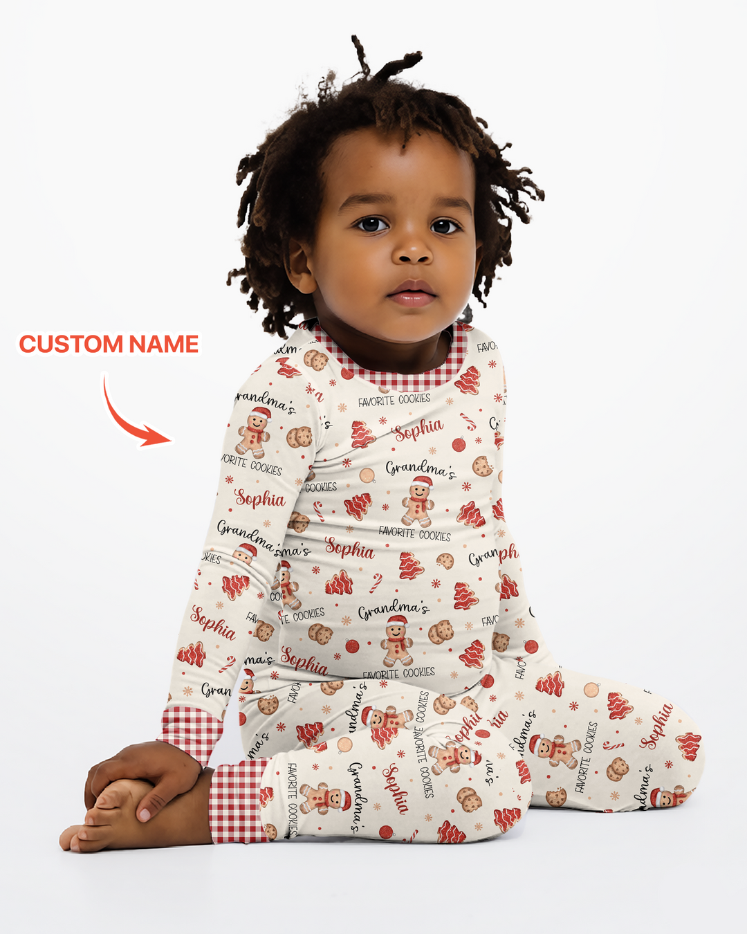 Custom Name Grandma’s Favorite Cookies Bamboo Two Piece Long Sleeve Pajama Set