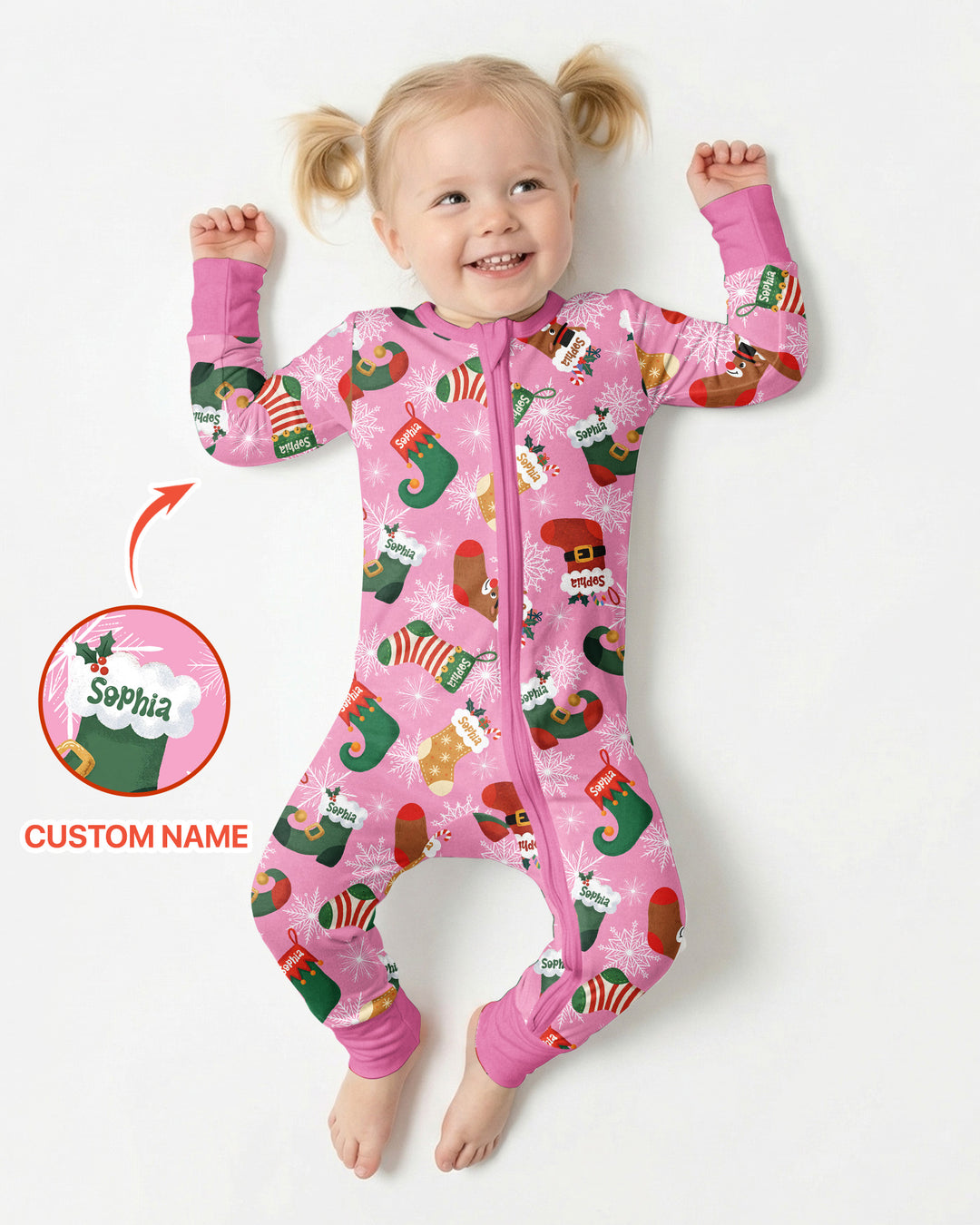 Personalize Christmas Crew Family Matching  Bamboo Convertible Zippy