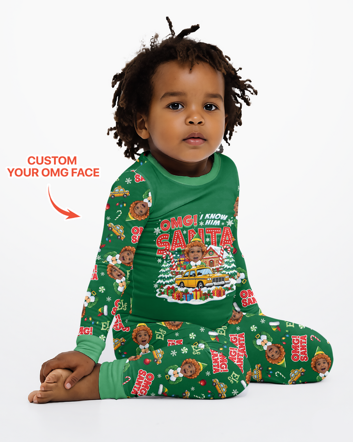 Custom Image OMG Santa Bamboo Two Piece Long Sleeve Pajama Set