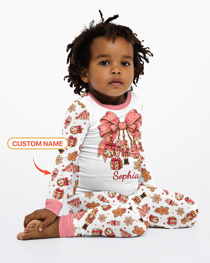 Custom Name Nutcracker The Bow Bamboo Two Piece Long Sleeve Pajama Set