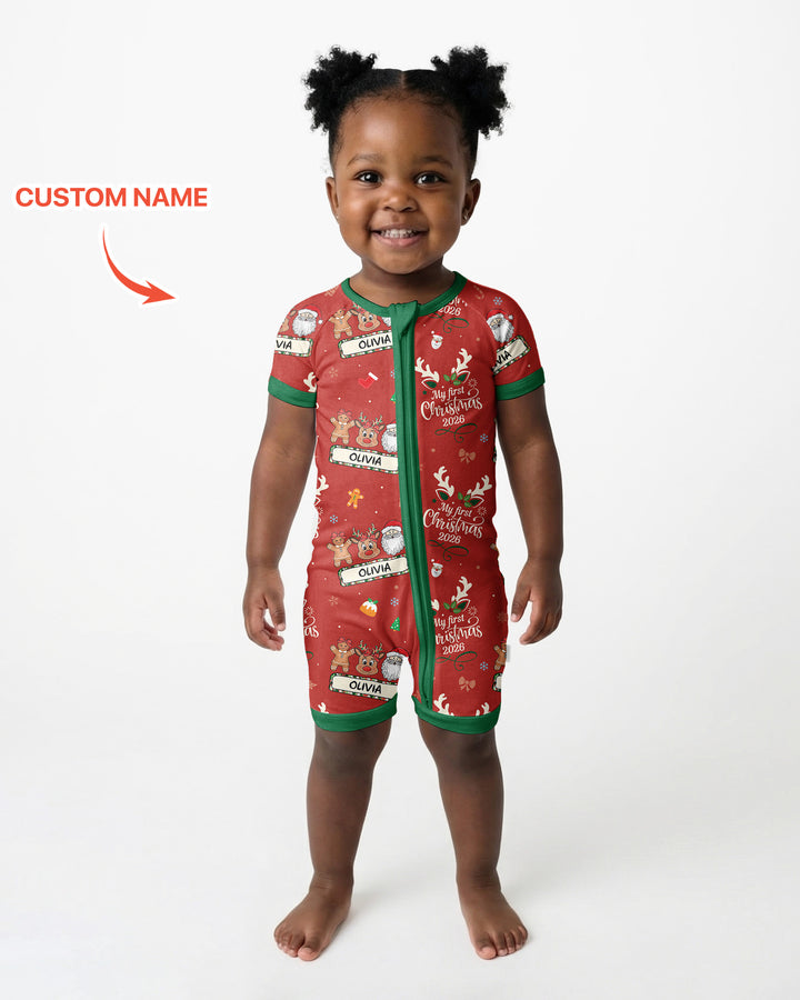 Custom Name Merry Christmas My Deer 2026 Bamboo Shorty Zippy