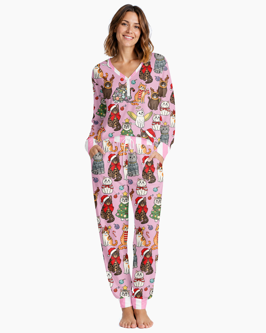 Christmas Kitty Wonderland Bamboo Women Pajama Set