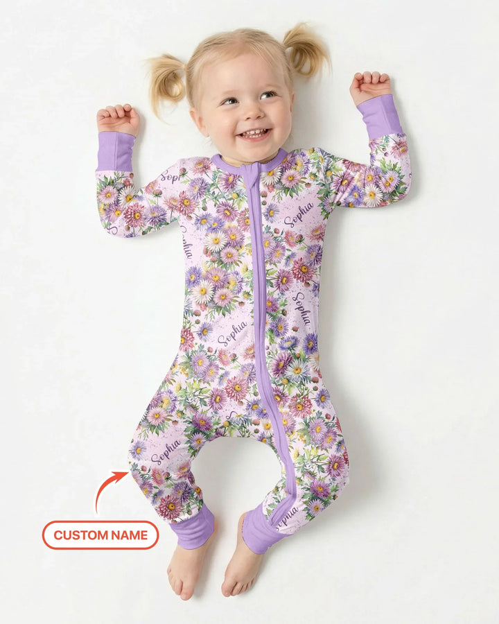 Custom Name Birth Month Flowers Bamboo Convertible Zippy