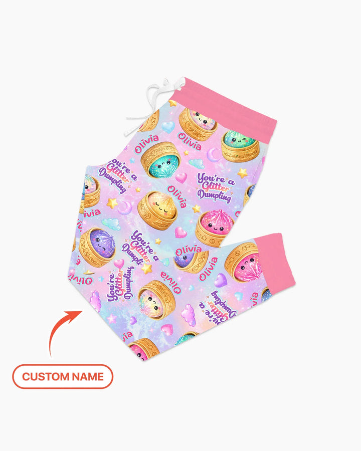 Custom Name You're A Glitter Dumpling Bamboo Women Pajama Set