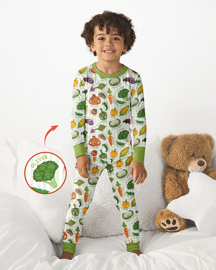 Zweiteiliges Langarm-Pyjama-Set mit Sommerfrüchten