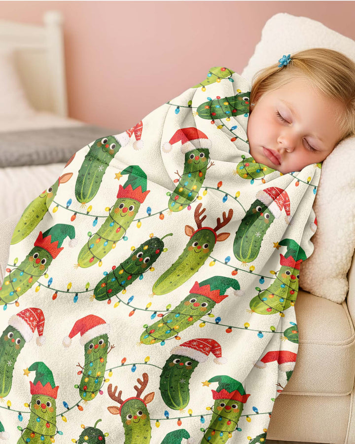 Cheerful Christmas Pickle Bamboo Blanket