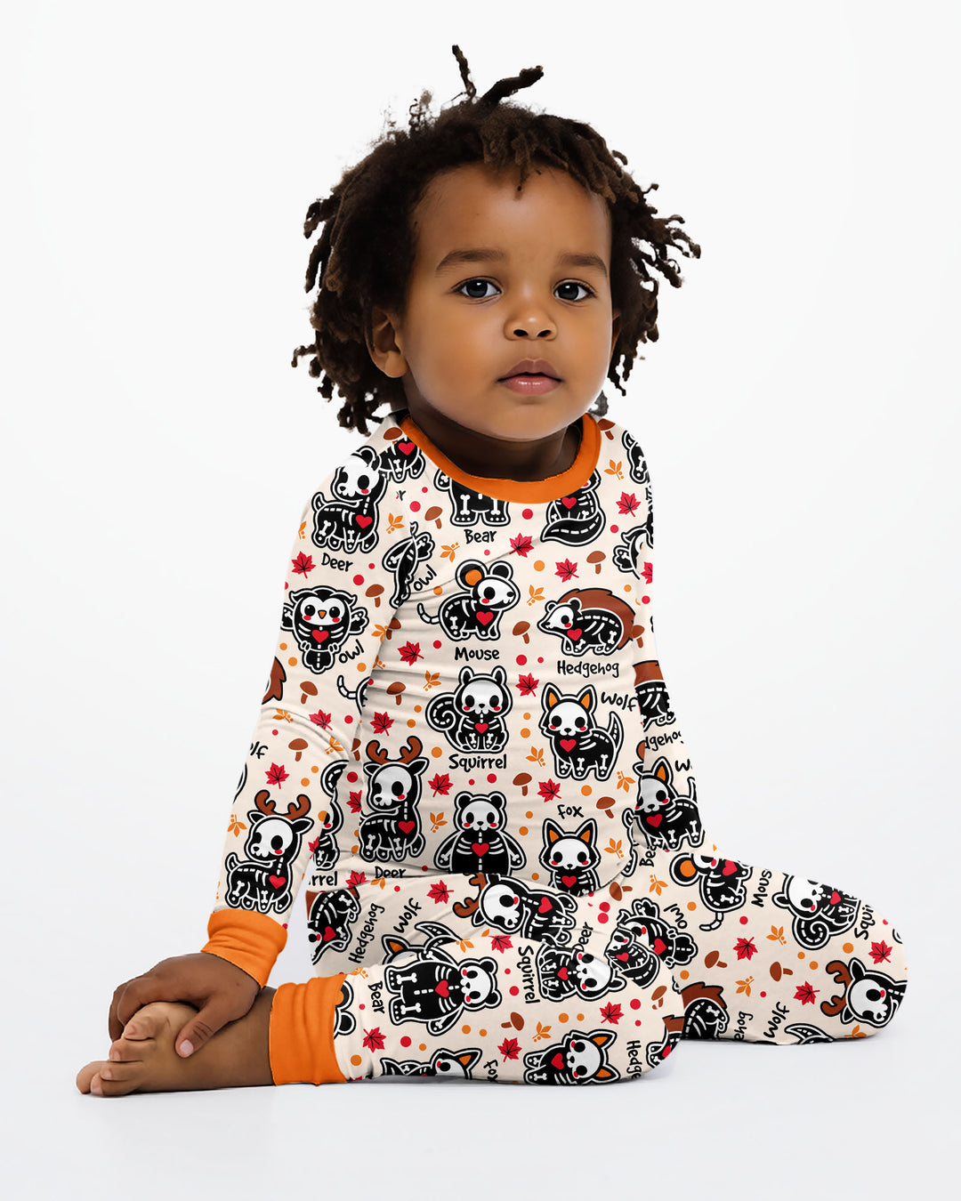 Autumn Charm Skeleton Cute Pet Bamboo Two Piece Long Sleeve Pajama Set
