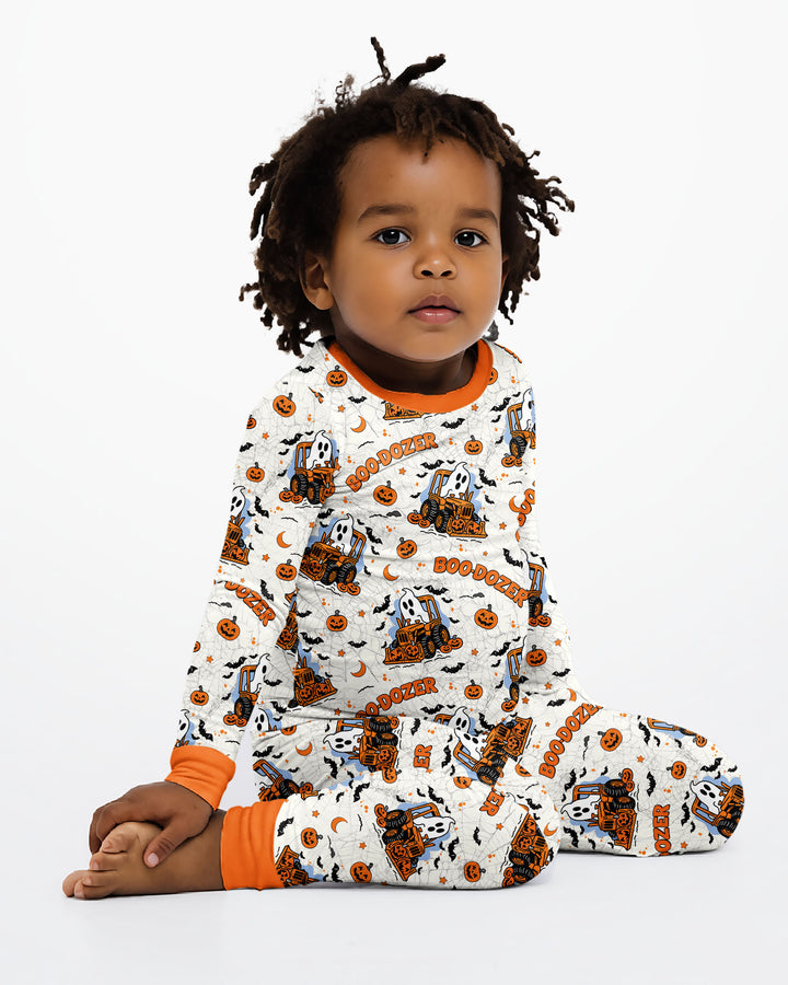 Boo-dozer Halloween Bamboo Two Piece Long Sleeve Pajama Set