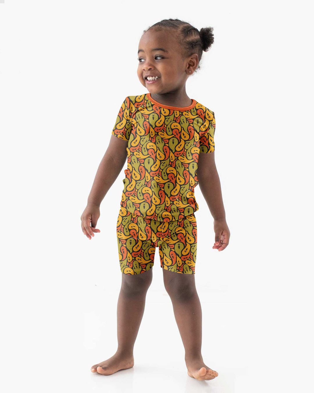 Retro Haunts & Happy Boos Bamboo Two Piece Short Sleeve Shorts Pajama Set
