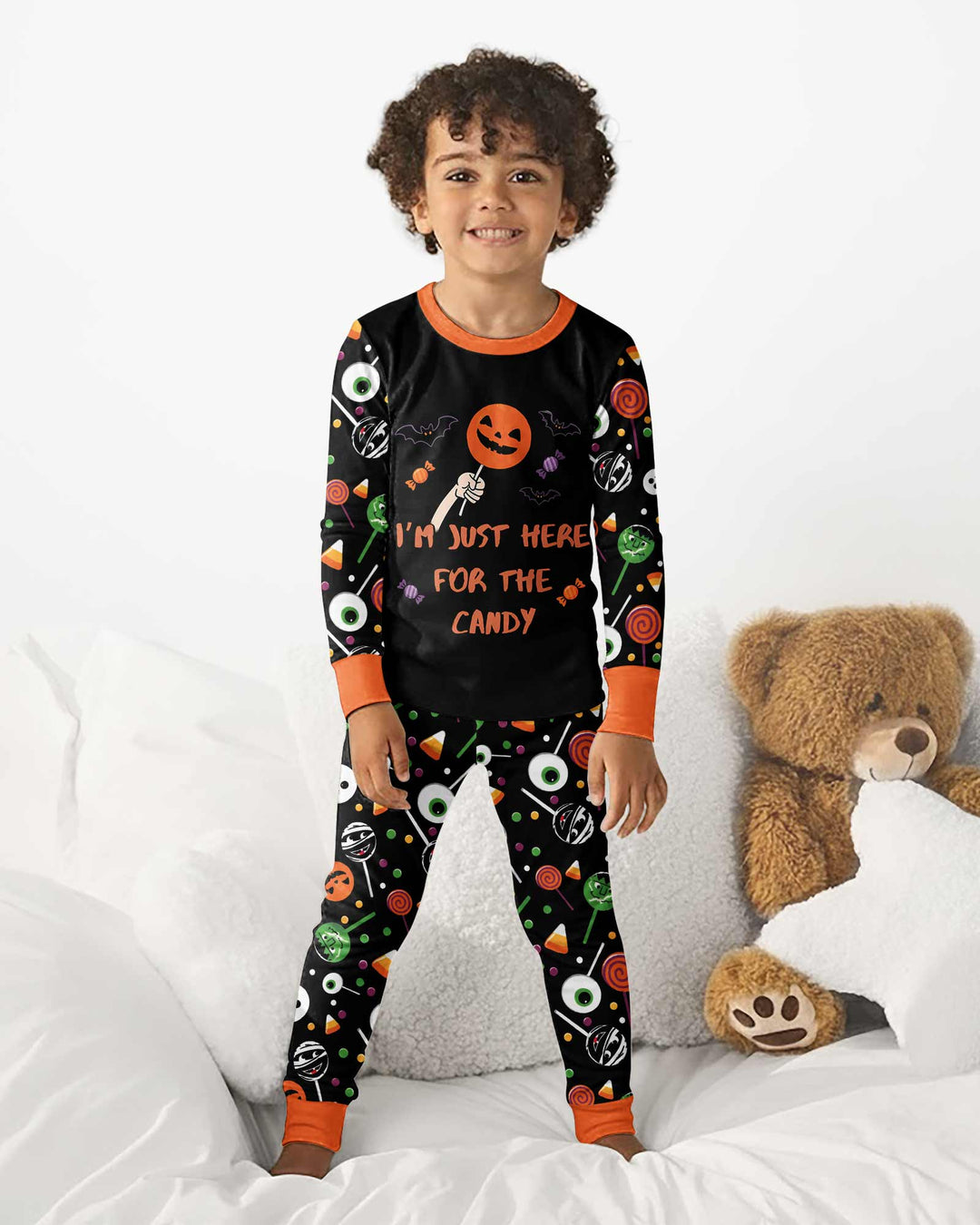 Halloween Lolipop I'm Just Here For The Candy Bamboo Two Piece Long Sleeve Pajama Set