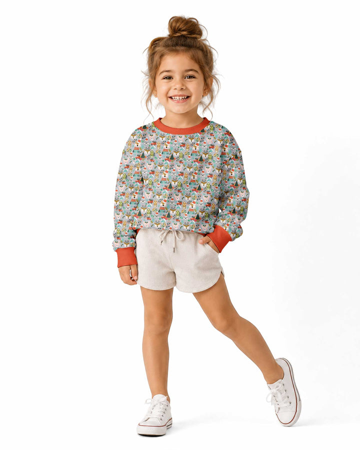 Christmas Woodland Deer Fox Bear Bamboo Crewneck Sweatshirt