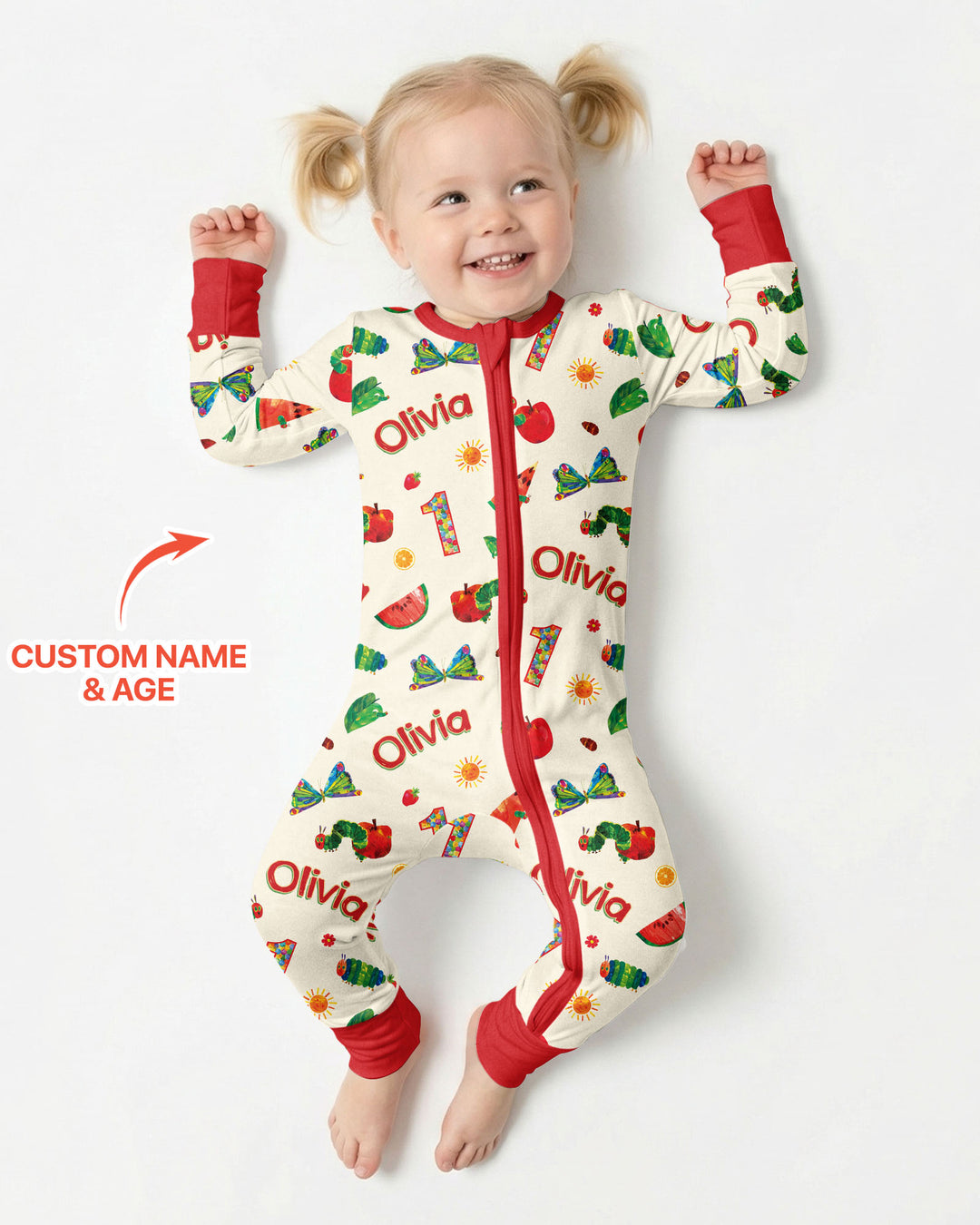 Custom Name and Age Birthday Of Very Hungry Caterpillar Bamboo Convertible Zippy