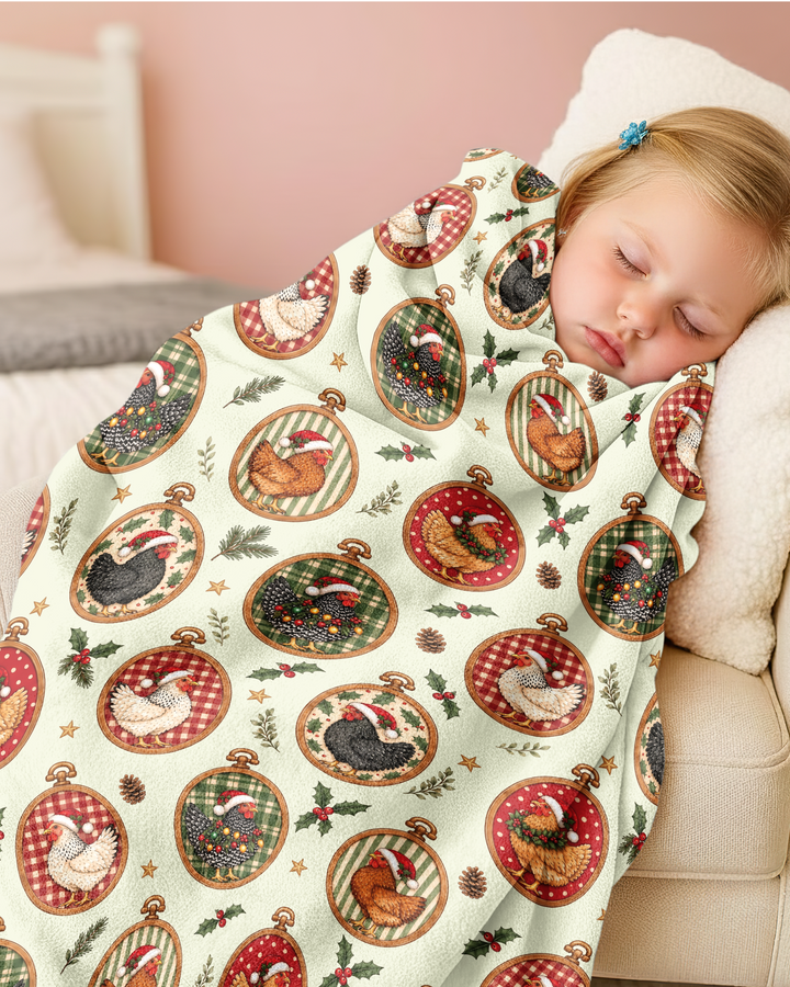 Chicken Merry Clucking Christmas  Bamboo Blanket