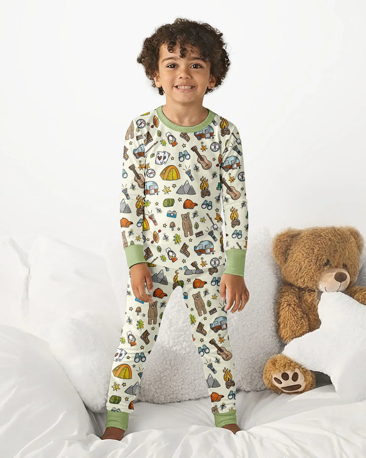 Zweiteiliges Langarm-Pyjama-Set mit Sommerfrüchten