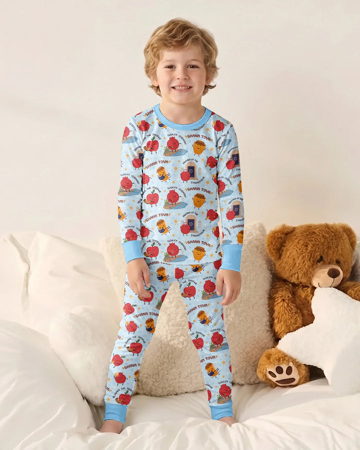 Zweiteiliges Langarm-Pyjama-Set mit Sommerfrüchten