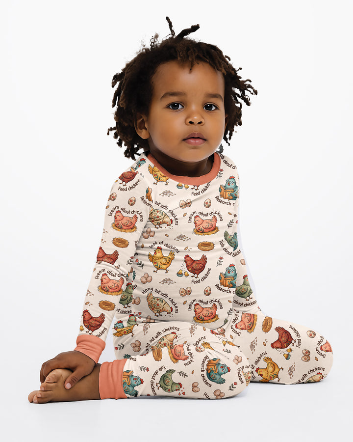 Zweiteiliges Langarm-Pyjama-Set mit Sommerfrüchten