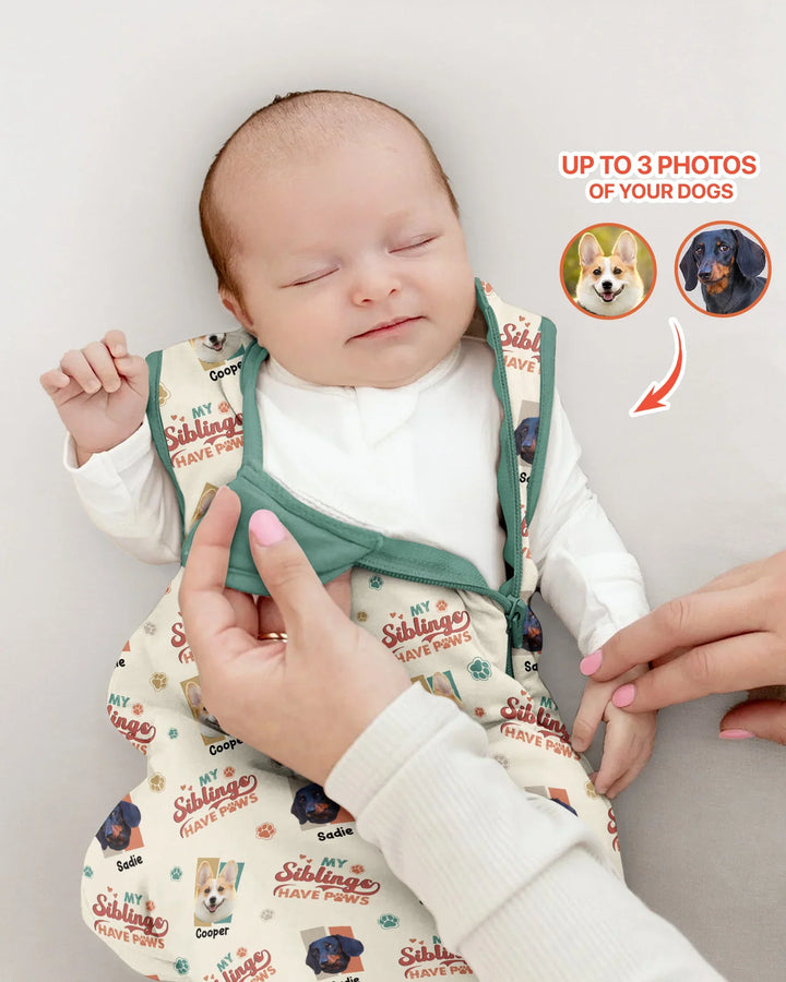 Custom Dog Photos "My Siblings Have Paws" Bamboo Sleep Bag