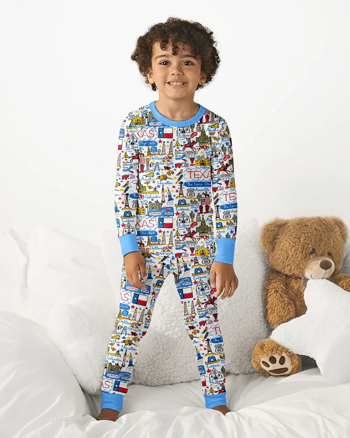 Zweiteiliges Langarm-Pyjama-Set mit Sommerfrüchten