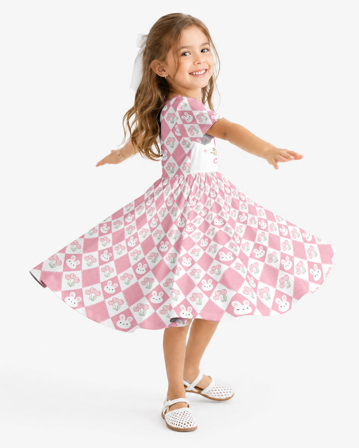 Custom Name When I Wake Up Bunny Birthday Bamboo Twirl Dress