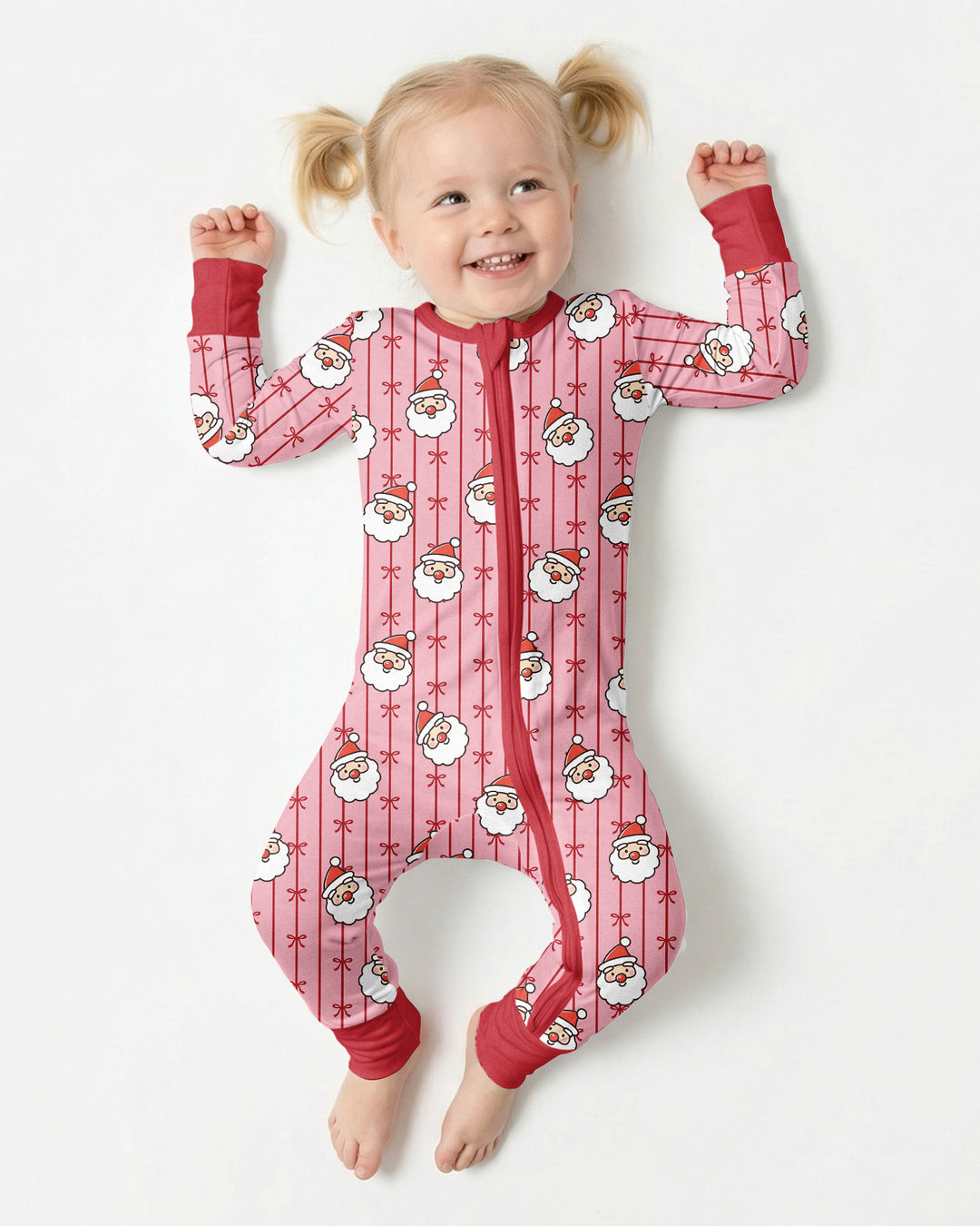 Pink Santa Bow Stripe Christmas Bamboo Convertible Zippy
