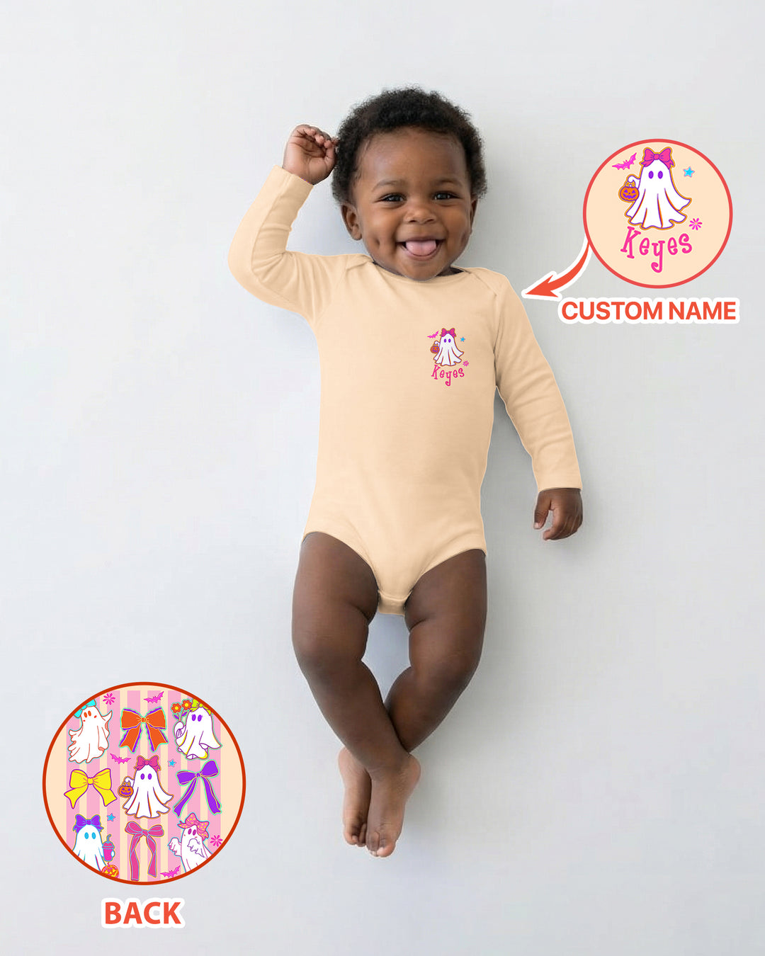Personalized Coquette Ghost Halloween Bamboo Bodysuit
