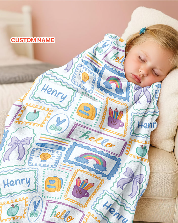 Custom Name Hello School Bamboo Blanket