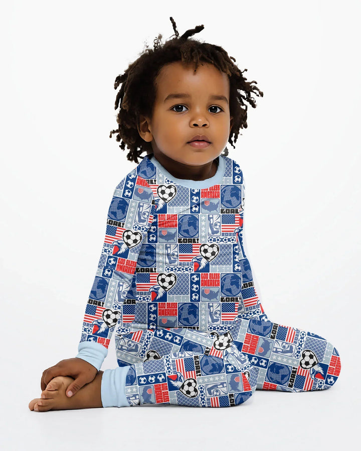 Zweiteiliges Langarm-Pyjama-Set mit Sommerfrüchten
