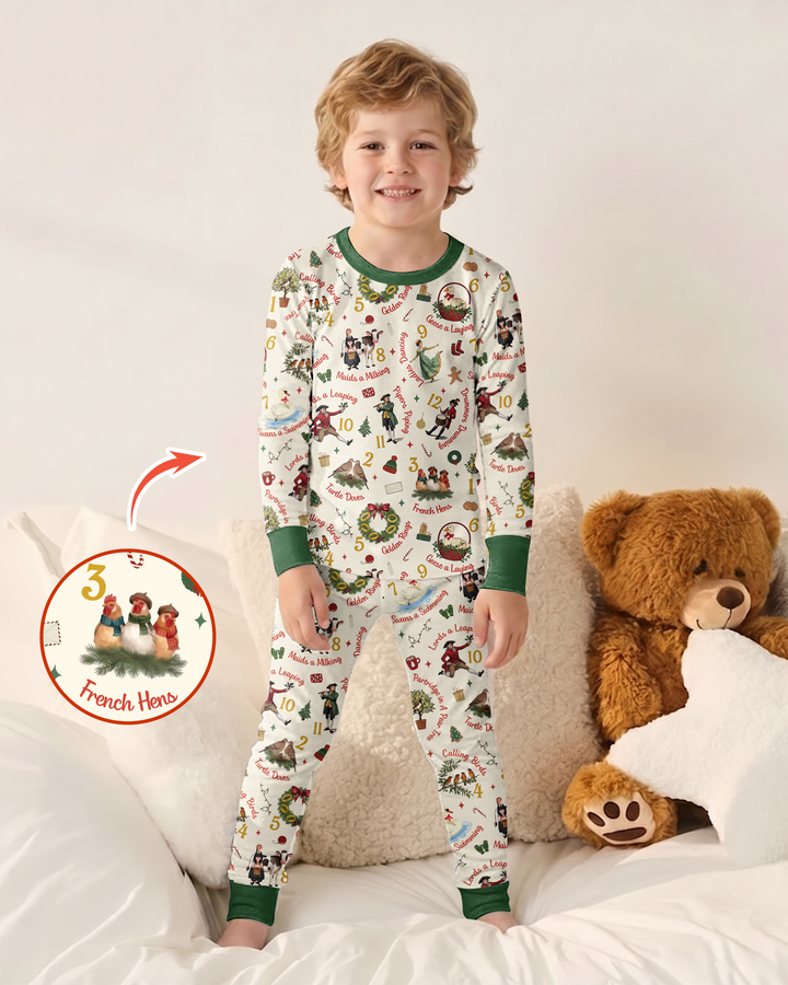 12 Days of Christmas Bamboo Two Piece Long Sleeve Pajama Set