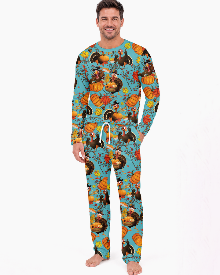 Autumn Turkey Chicken Bamboo Men's Pajama Set
