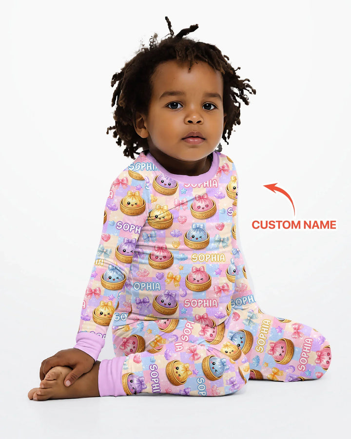 Zweiteiliges Langarm-Pyjama-Set mit Sommerfrüchten