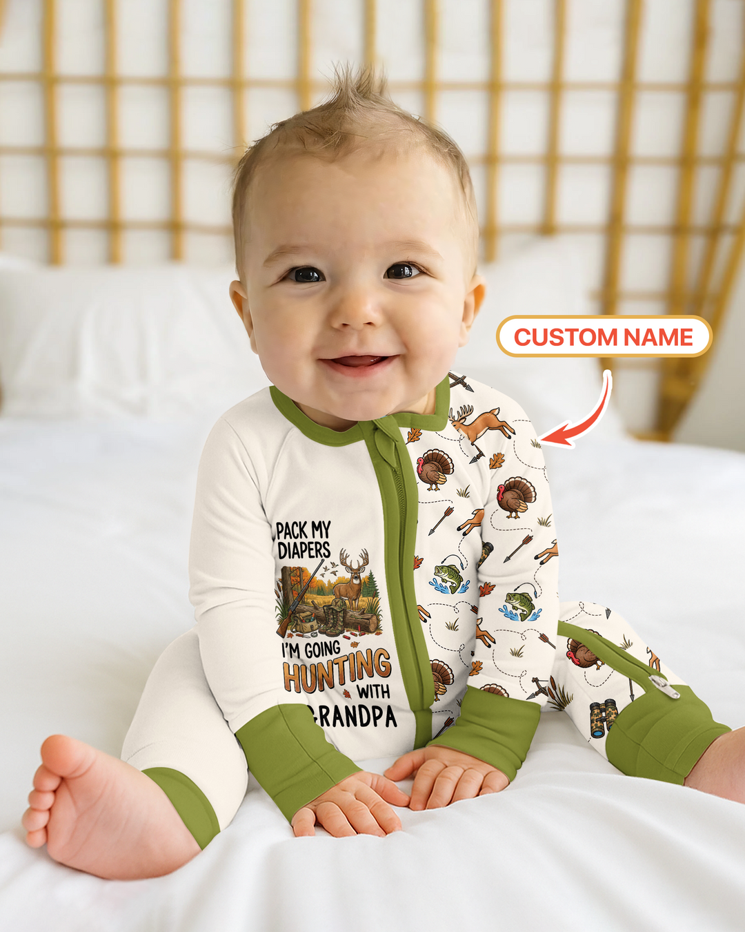 Personalized Pack My Diapers I'm Going Hunting Bamboo Convertible Zippy