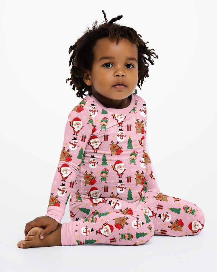 Jolly Holiday Friends Bamboo Two Piece Long Sleeve Pajama Set