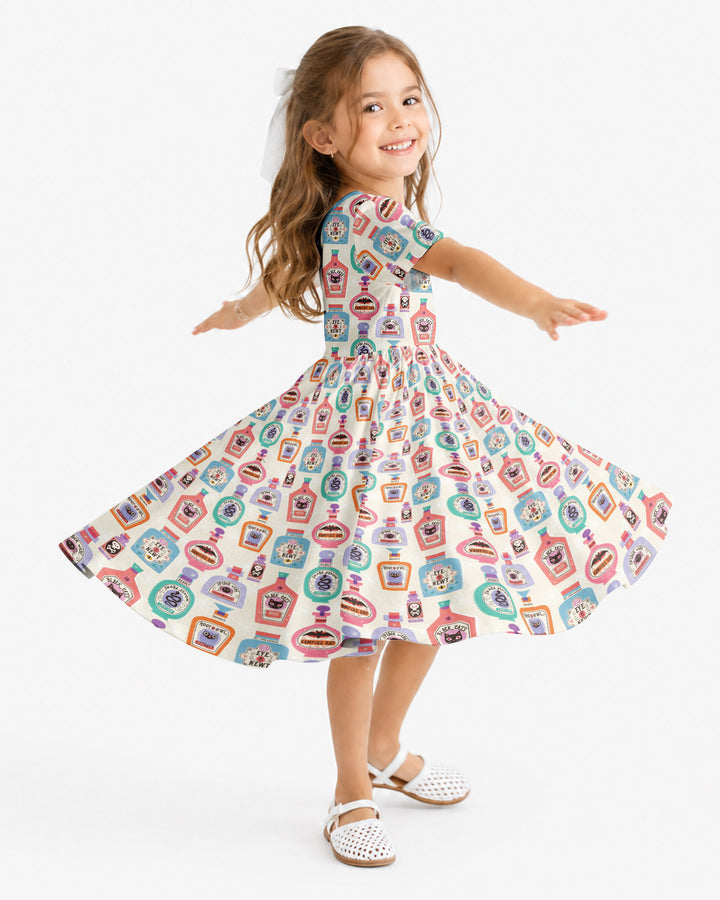 Retro Halloween Potions Bamboo Twirl Dress