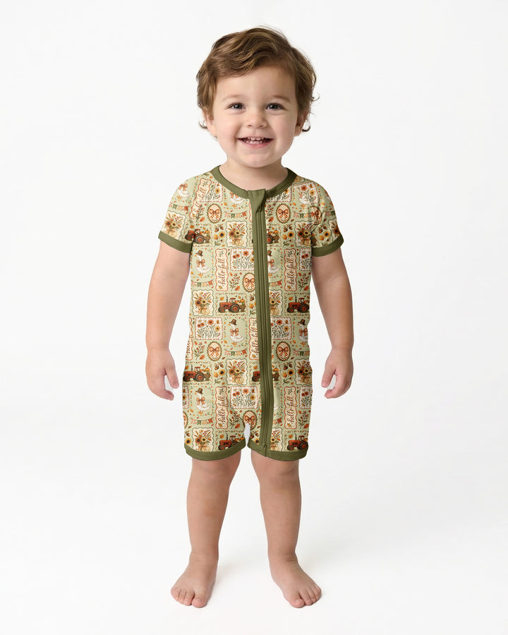 Farmhouse Fall Goose Family Matching Bamboo Shorty Zippy