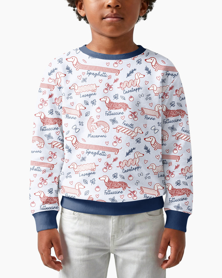 Funny Dachshund Pasta Pups Bamboo Crewneck Sweatshirt